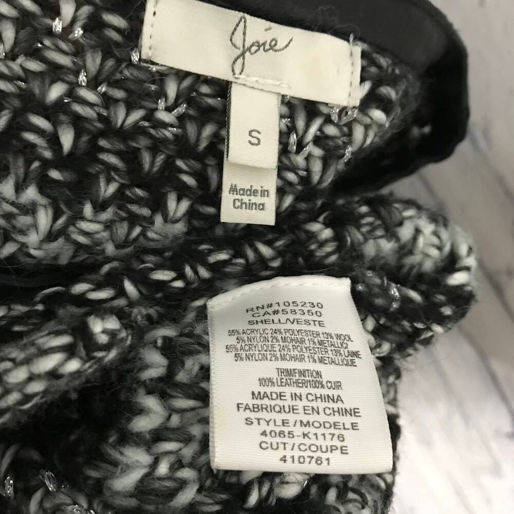 Joie Gray Black Knit Zipper Sweater - Picture 3 of 7